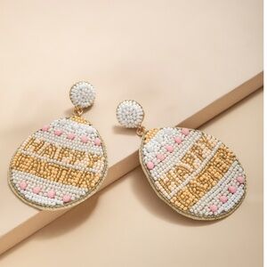 NWT Francesca's Collections Beaded Drop Earrings - White, Pink & Gold